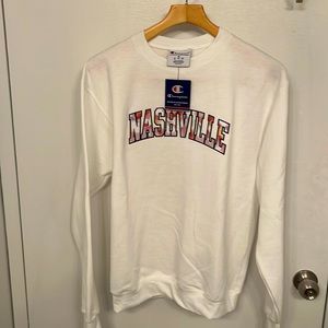 Nashville Tie-Die White Sweatshirt Champion Brand Women